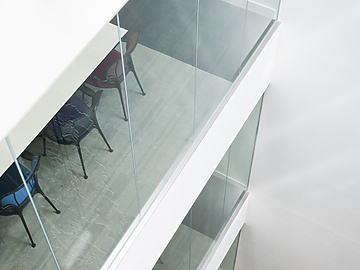 glass railings on a building