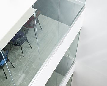 glass railings on a building